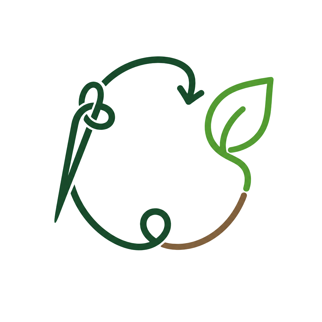 Dhaga Cycle logo: a thread looping into a leaf